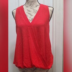 Lush Red Sleeveless Wrap-One Fitted Top. 🌴